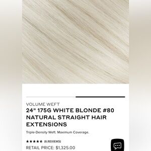 BELLAMI White Blonde Natural Straight Hair Extensions